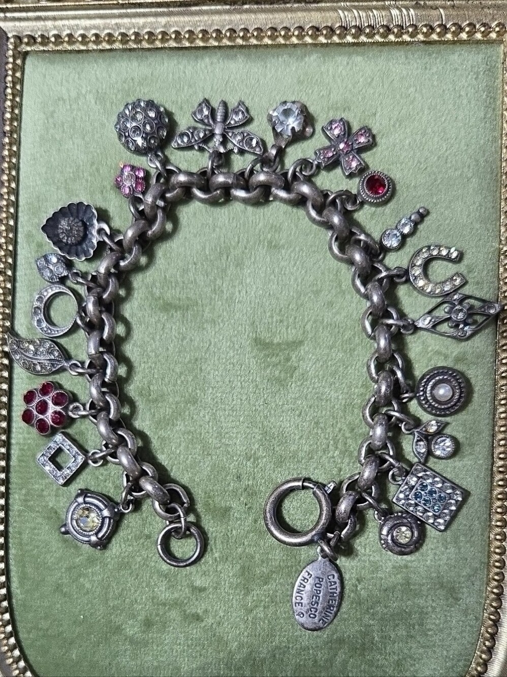 Vintage Catherine Popesco France Silver-Tone Charm Bracelet 7.5 Inches